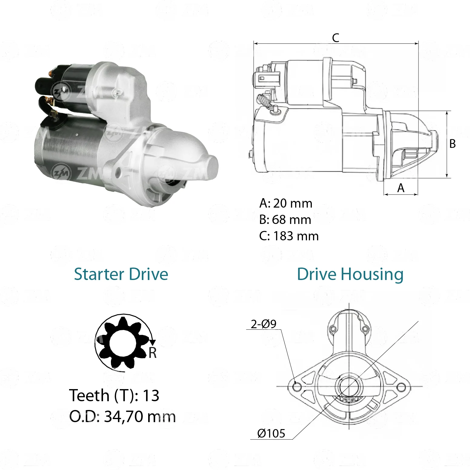 Motor de Partida ZM 80.261.01 ZM 8026101
