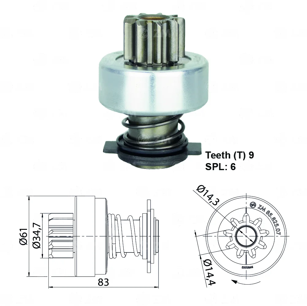 Impulsor de Partida ZM 85.825.07 ZM 8582507