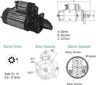 Motor de Partida ZM 80.102.07 ZM 8010207