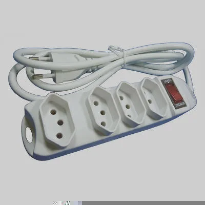 Filtro de Linha c/ Disjuntor 4 Tom. 2P+T 10A 250VAC Cabo PP 1,5m DNI DNI7414