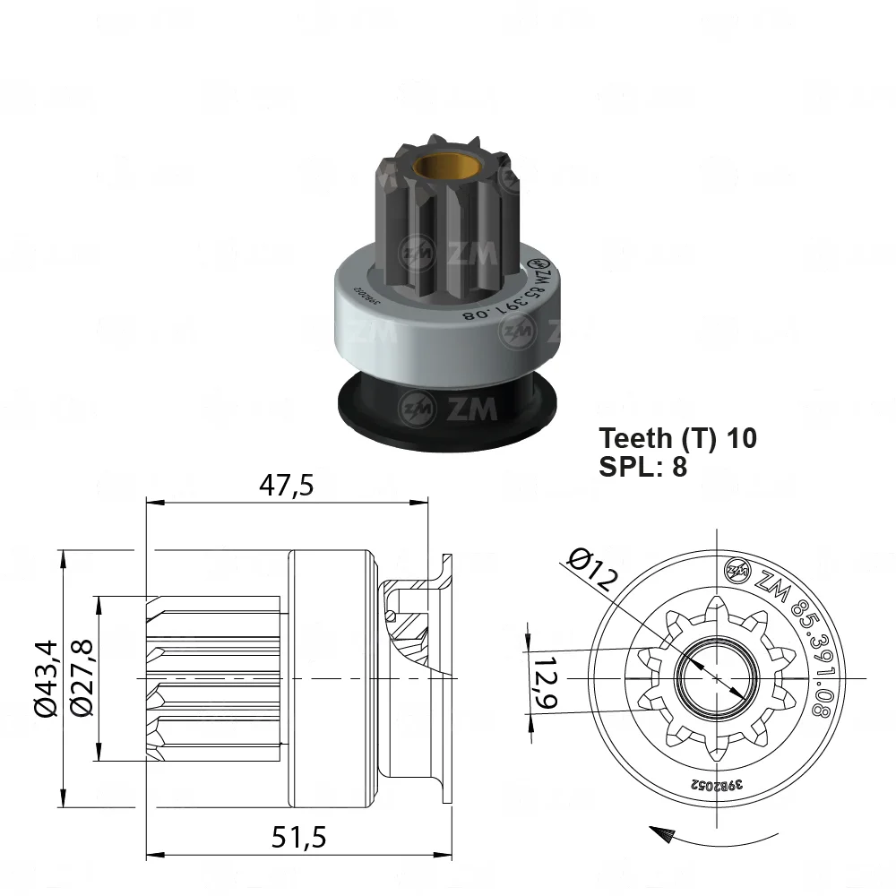 Impulsor de Partida ZM 85.391.08 ZM 8539108