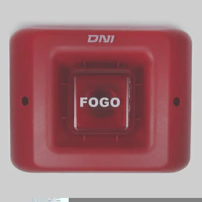 Sirene Incêndio c/ Sinalizador Visual Bombeiros 112dB 24V DNI DNI4210