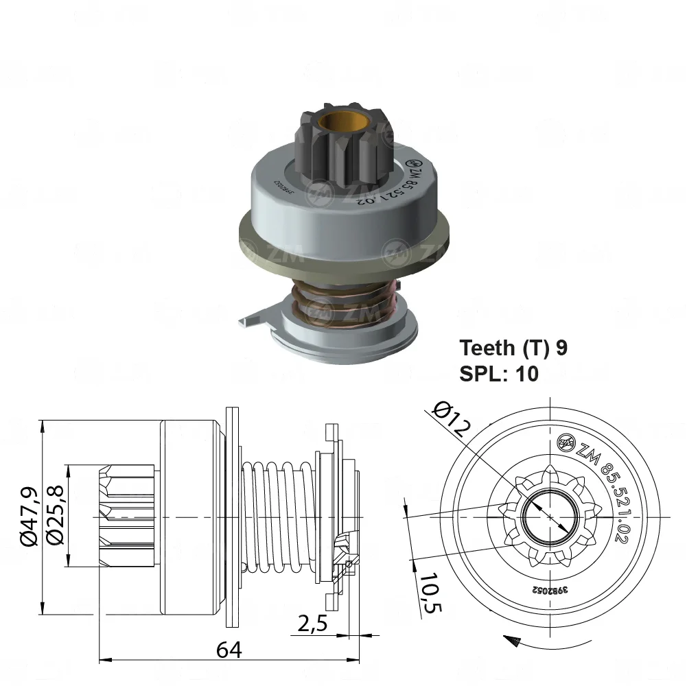 Impulsor de Partida ZM 85.521.02 ZM 8552102