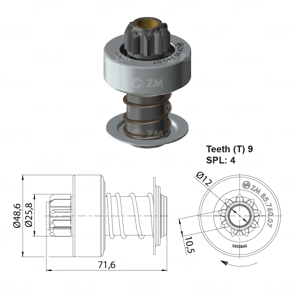 Impulsor de Partida ZM 85.760.07 ZM 8576007