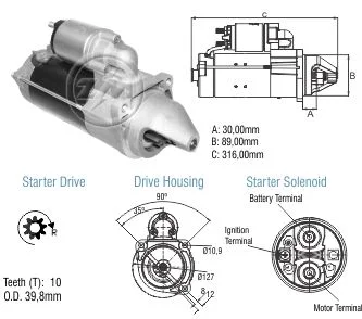 Motor de Partida ZM 80.130.10 ZM 8013010