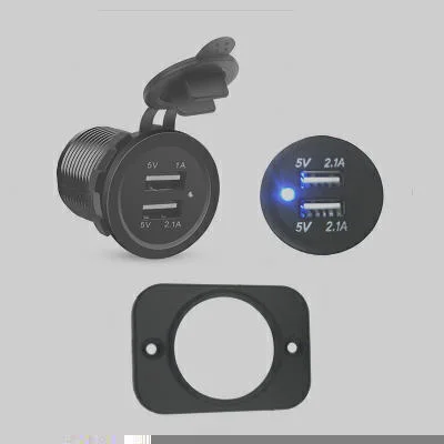 Tomada Veicular Duplo USB Carregador Bivolt Redonda/Quadrada DNI DNI0586