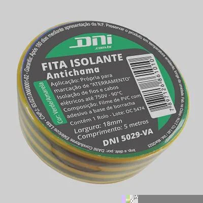 Fita Isolante PVC Verde-Amarela Rolo 5m DNI DNI5029-VA