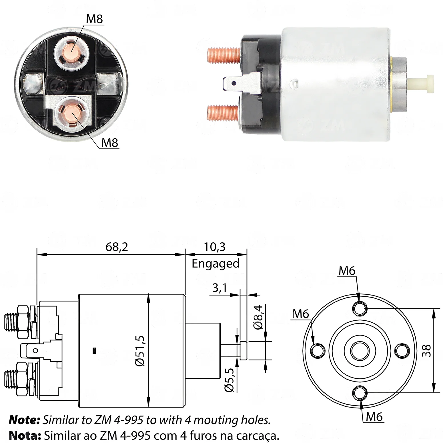 Relé de Partida ZM 7-995 ZM 7995