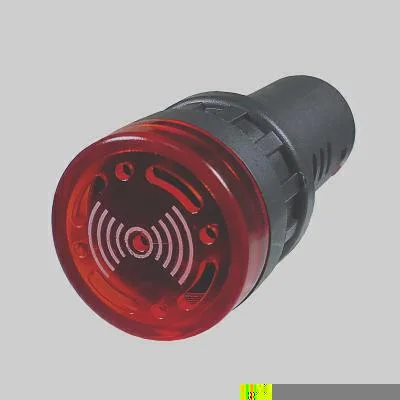 Alarme Sonoro Buzzer Sinaleiro LED Vermelho 22mm 12V DNI DNI0540