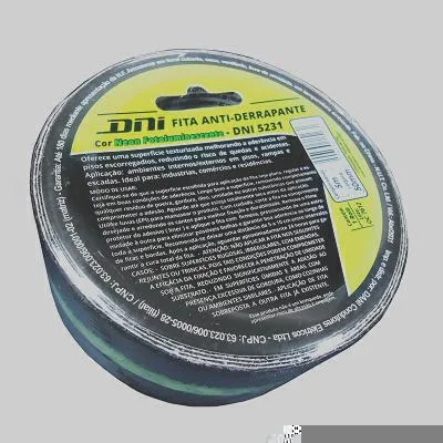 Fita Antiderrapante Preta c/ Neon Fotoluminescente 50mmx5m p/ Pisos DNI DNI5231