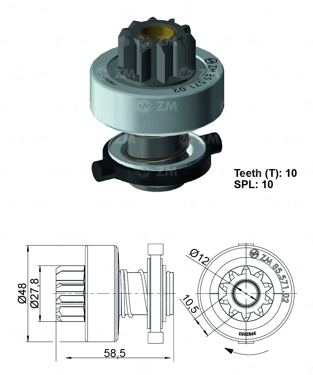 Impulsor de Partida ZM 85.571.02 ZM 8557102