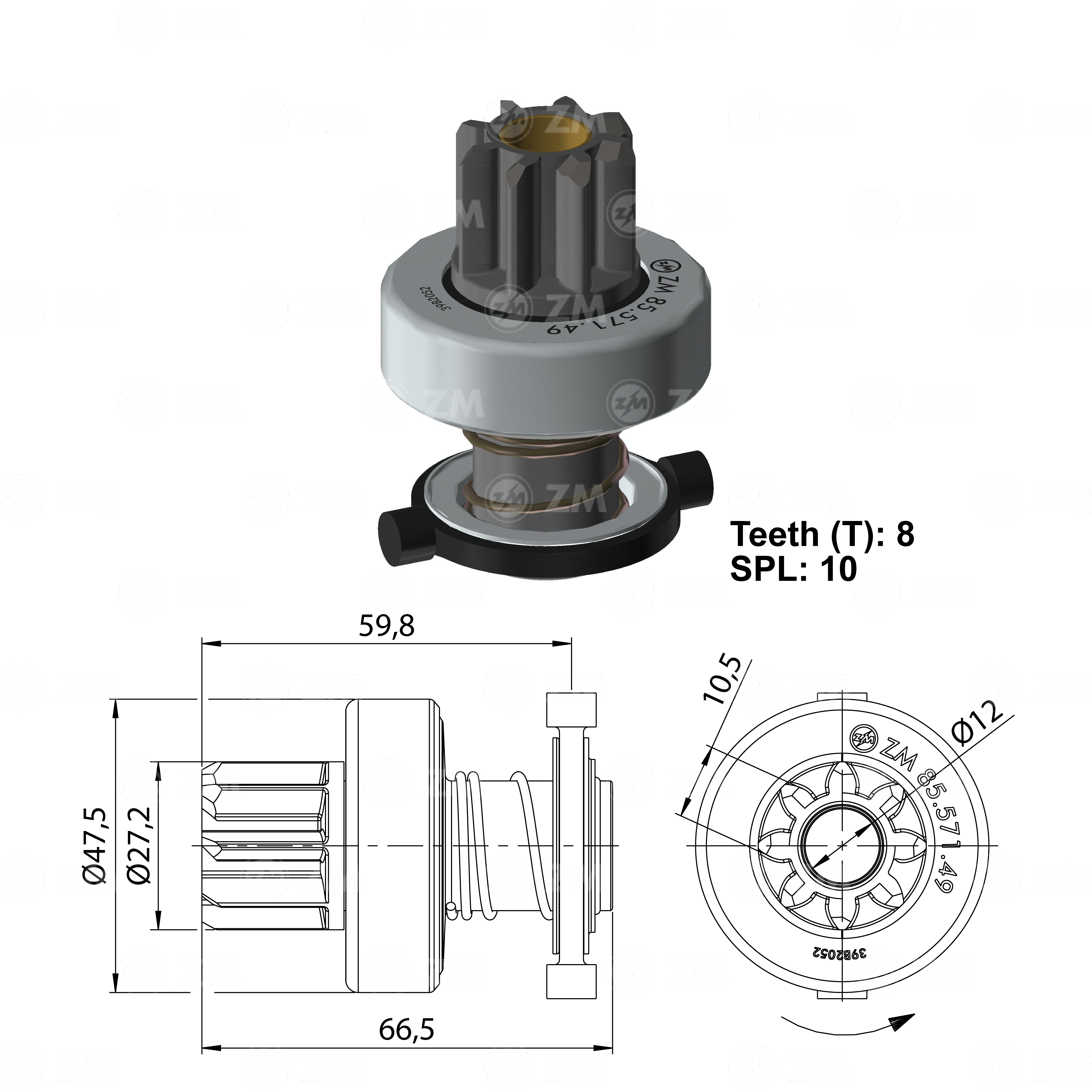 Impulsor de Partida ZM 85.571.49 ZM 8557149