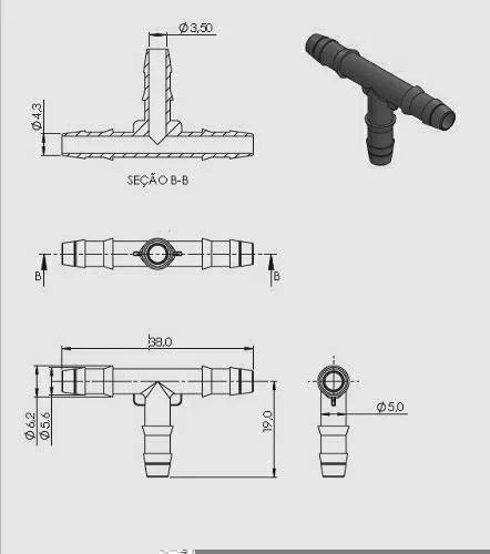 CONECTOR T MANGUEIRA PARA-BRISA/COMBUSTIVEL BRANCO