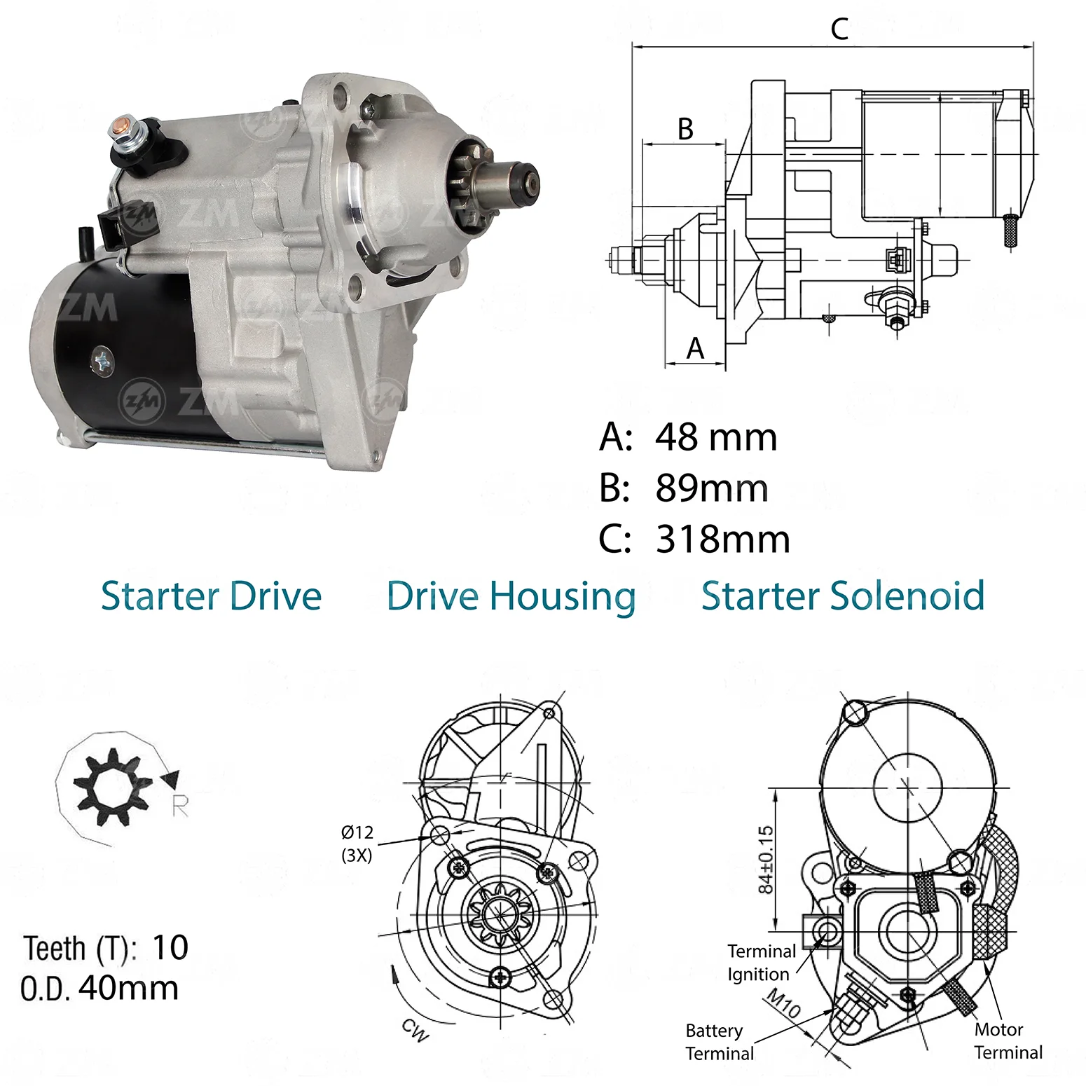 Motor de Partida ZM 80.140.13 ZM 8014013