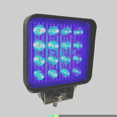 Farol Trabalho LED Azul 48W Quadrado Agrícola/Pulverizador até 80VDC