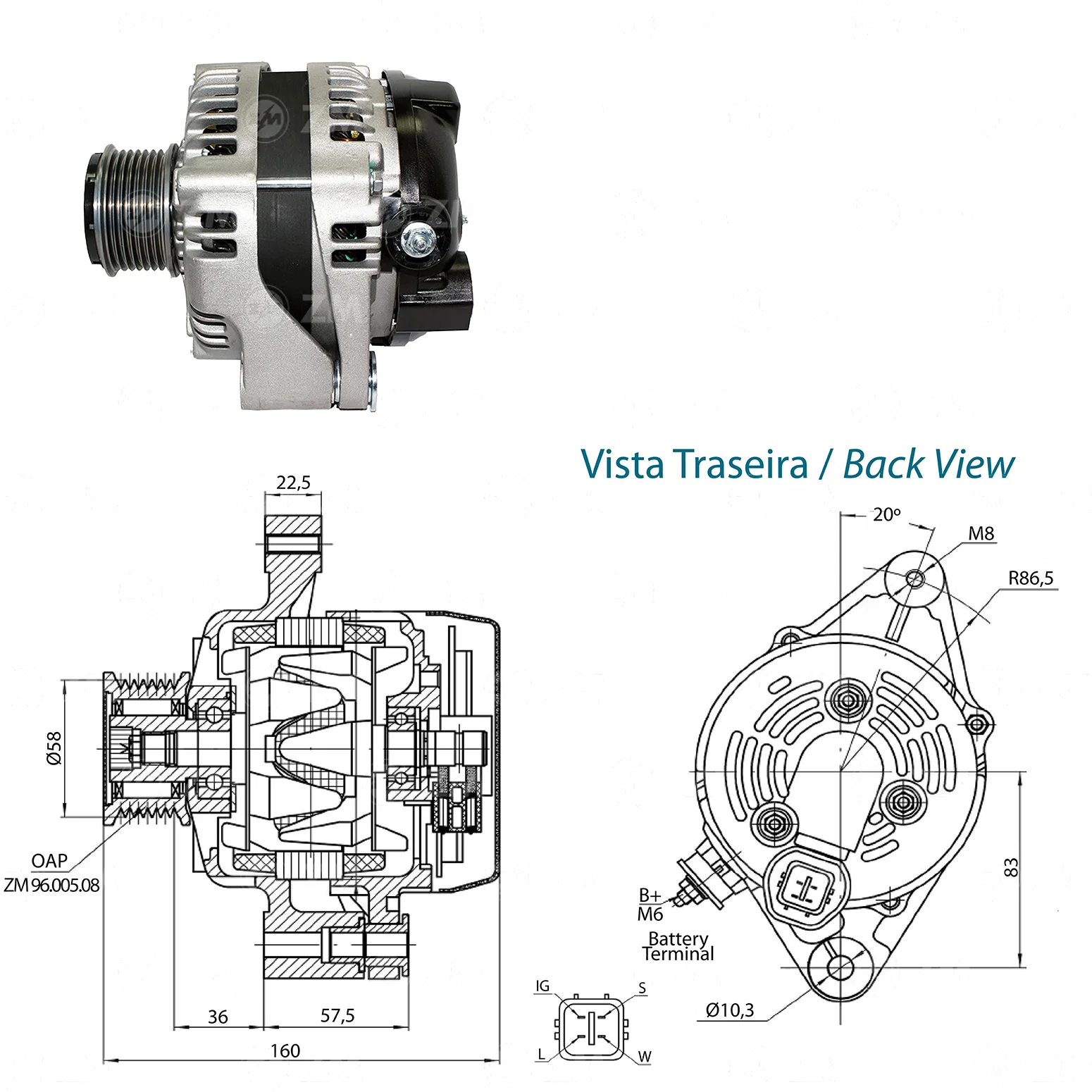 Alternador ZM 90.322.01 ZM 9032201