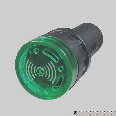 Alarme Sonoro Buzzer Sinaleiro LED Verde 22mm 220VAC DNI DNI0551