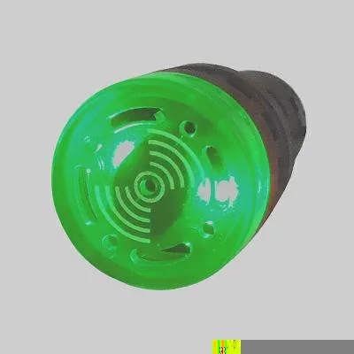 Alarme Sonoro Buzzer Sinaleiro LED Verde 22mm 220VAC
