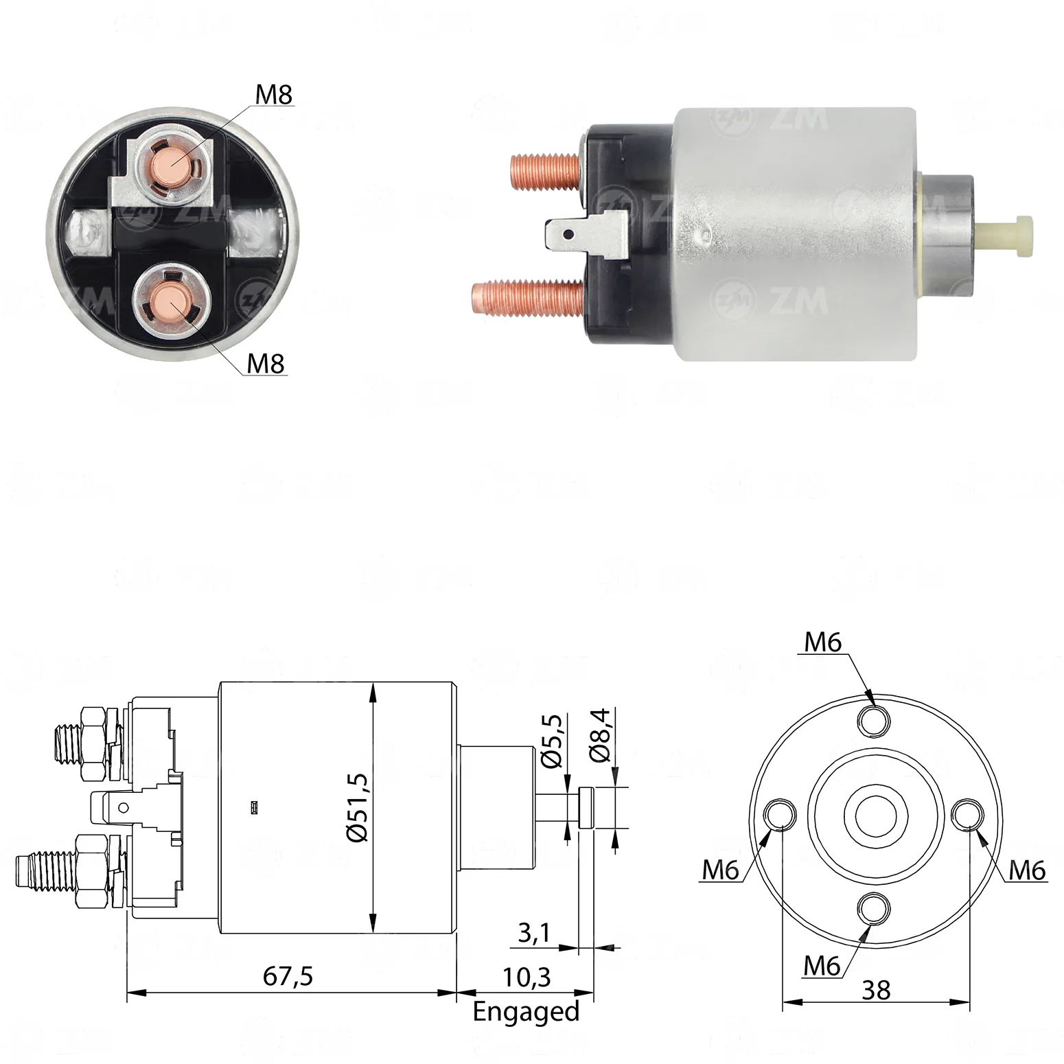 Relé de Partida ZM 9-993 ZM 9993