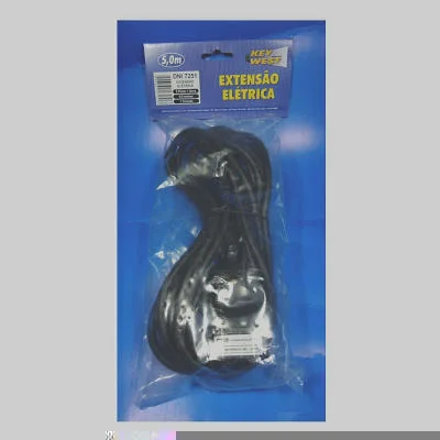 Extensão Elétrica Cabo PP PT 2P+T 10A 250V 5m Munido Conexão <1000V