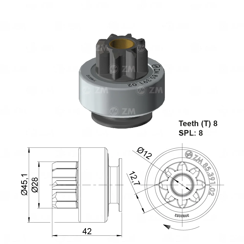 Impulsor de Partida ZM 85.391.02 ZM 8539102