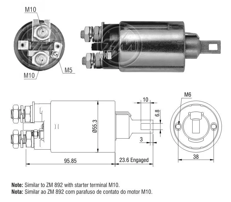 Relé de Partida ZM 1-892 ZM 1892