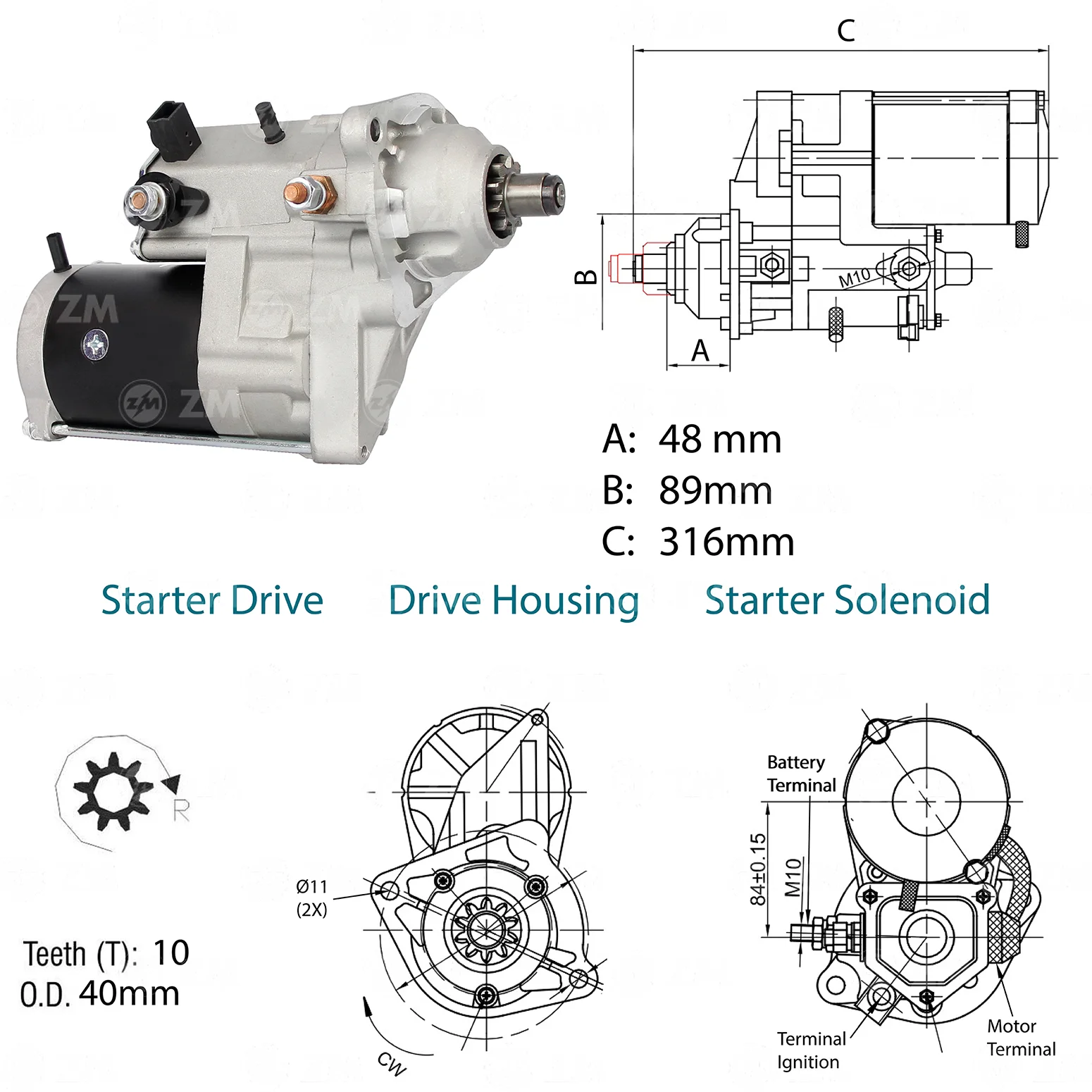 Motor de Partida ZM 80.140.14 ZM 8014014