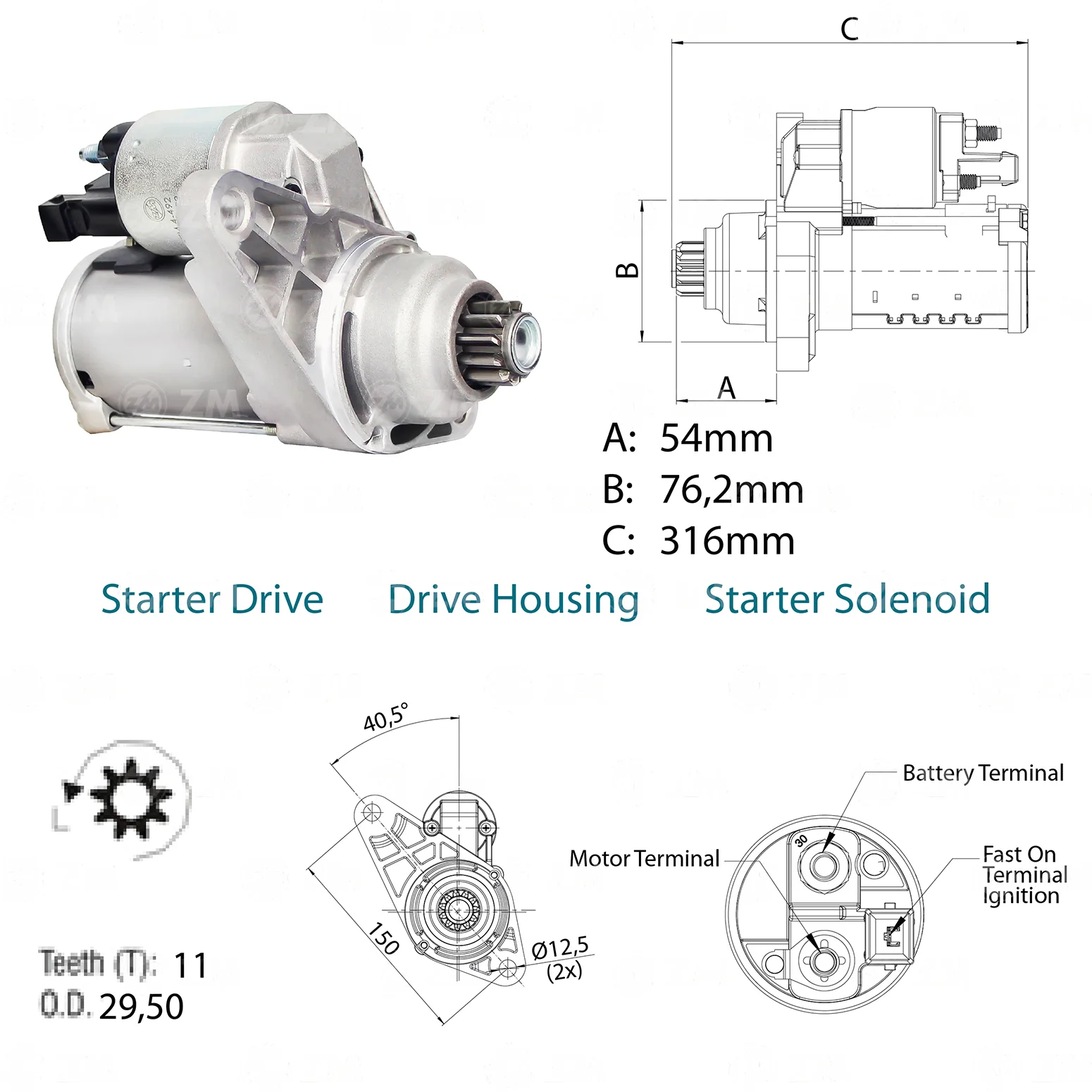 Motor de Partida ZM 80.211.01 ZM 8021101