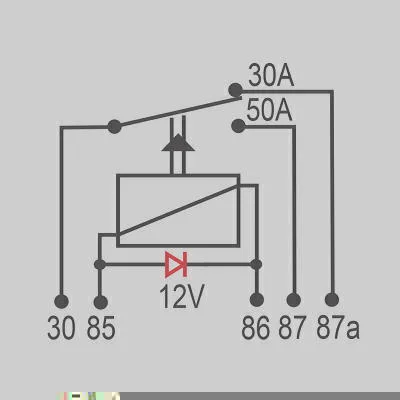 Relé Rev. c/ Aba e Diodo 12V c/ Suporte Removível Máq Agrícolas 50/30A