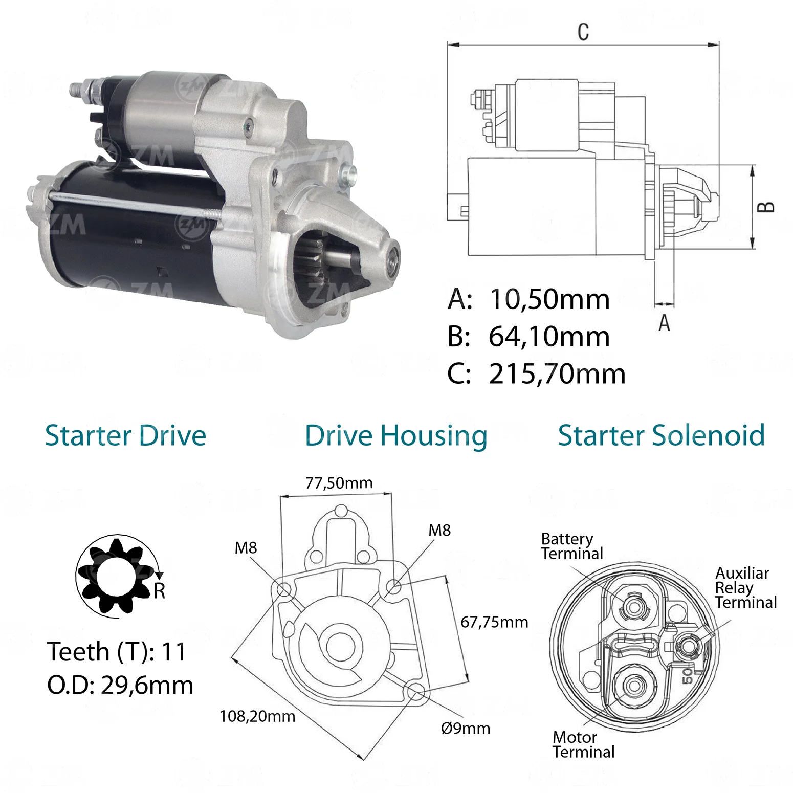 Motor de Partida ZM 80.281.01 ZM 8028101