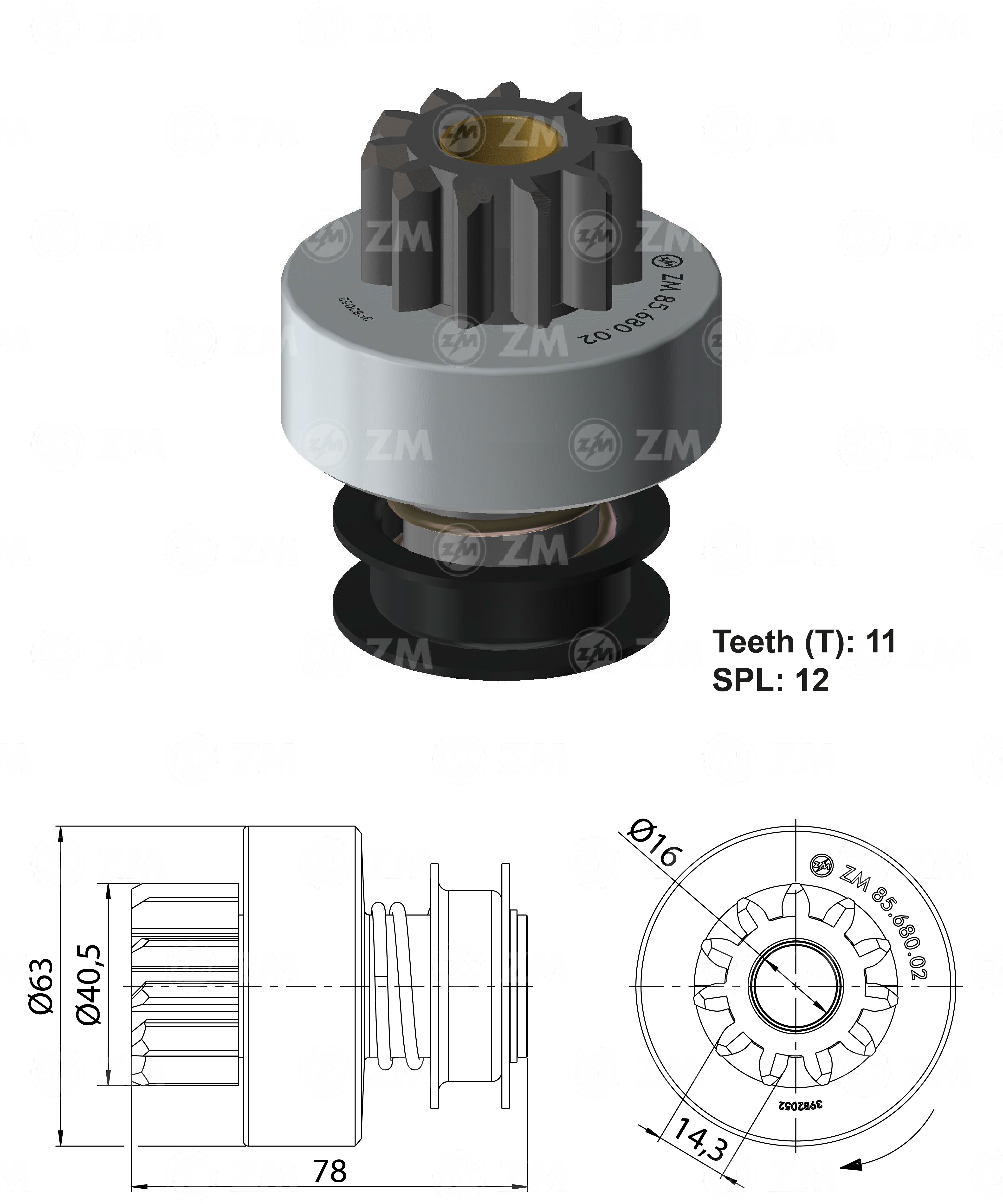 Impulsor de Partida ZM 85.680.02 ZM 8568002