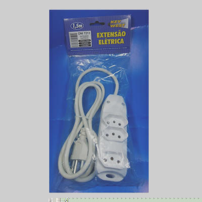 Extensão BR 3 Tomadas 2P+T 10A Cabo PP 1,5m Munido Conexão <1000V
