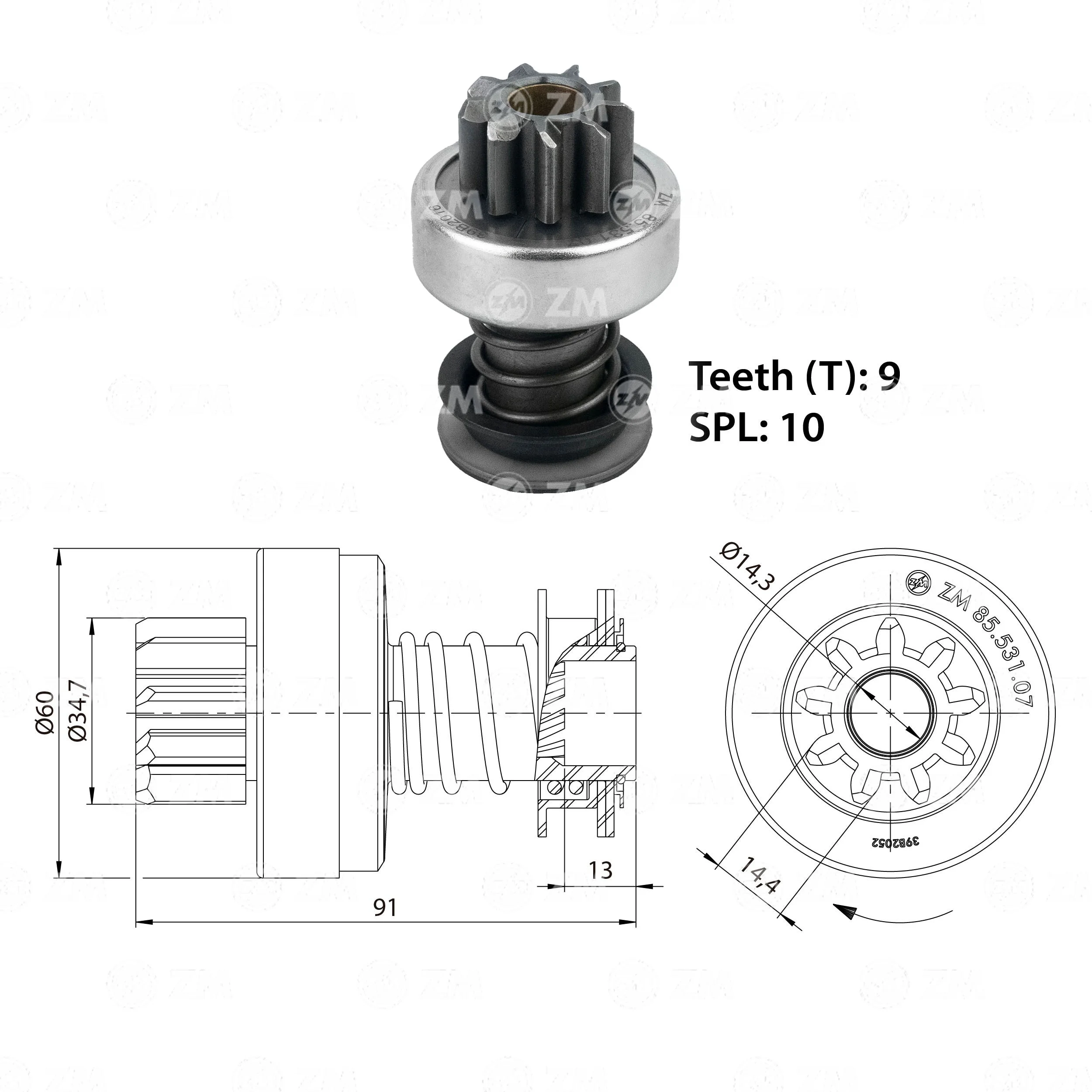 Impulsor de Partida ZM 85.531.07 ZM 8553107