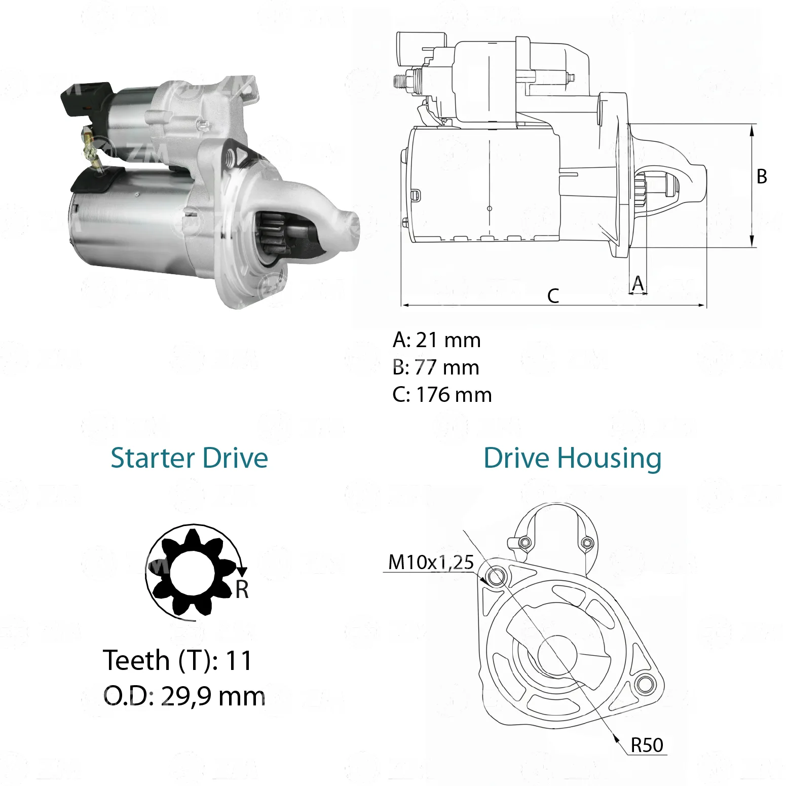 Motor de Partida ZM 80.261.03 ZM 8026103