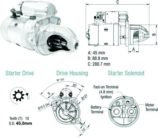 Motor de Partida ZM 80.480.07 ZM 8048007