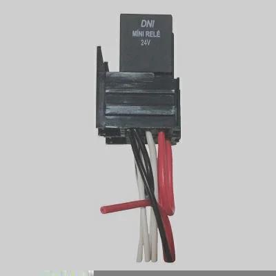 Mini Relé c/ Soquete Chicote Modular 40/30A 24V 5 Term. DNI DNI7536