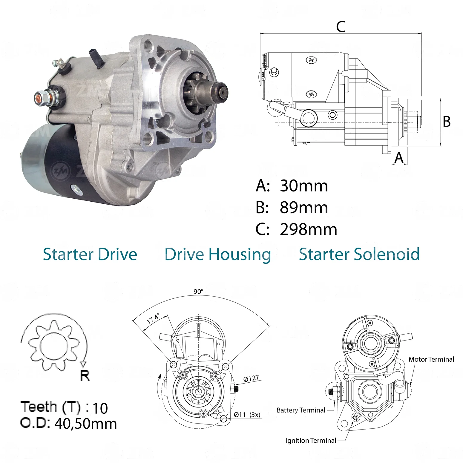 Motor de Partida ZM 80.141.04 ZM 8014104
