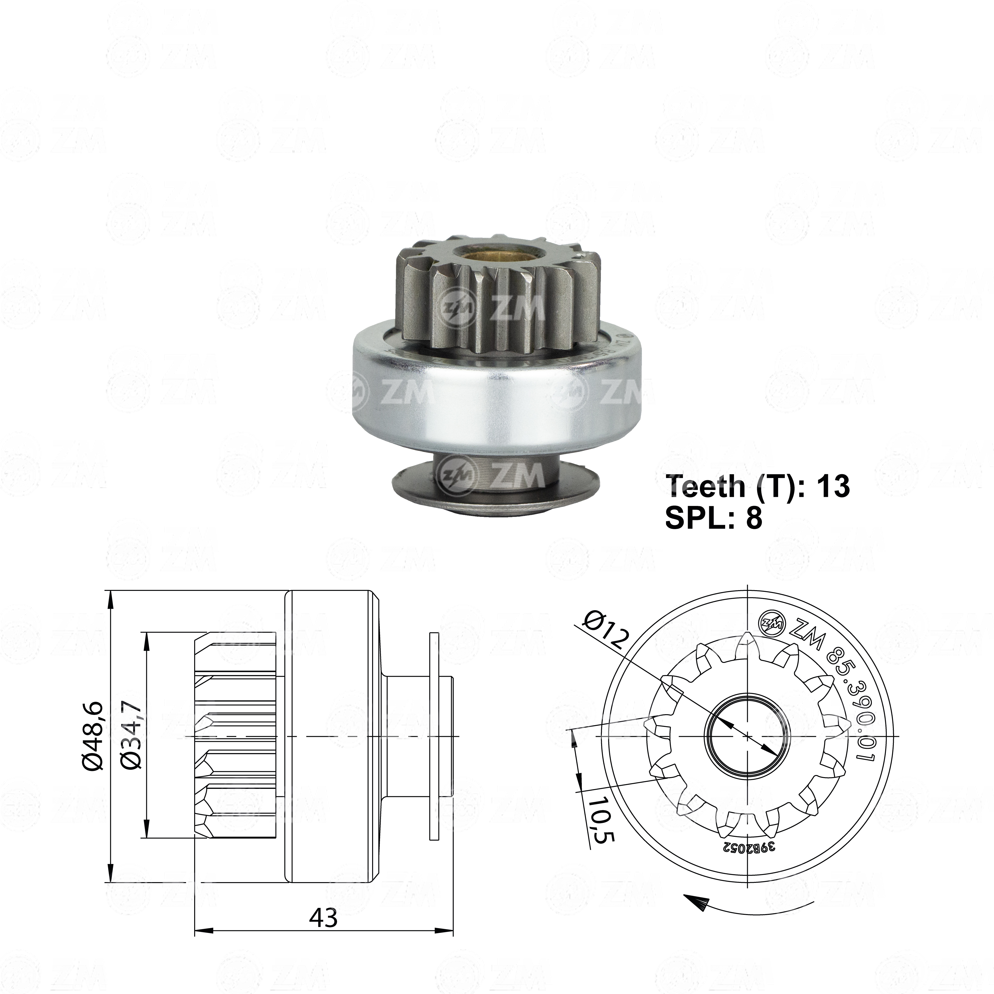 Impulsor de Partida ZM 85.390.01 ZM 8539001