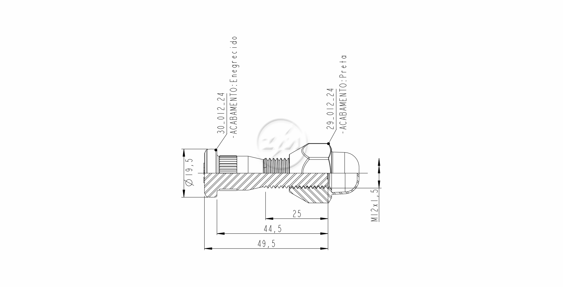 ZM 40.012.19 - Conjunto Parafuso de Roda - TRA (Aço) ZM 4001219