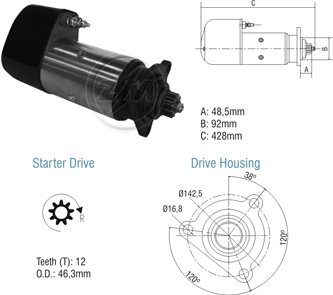 Motor de Partida ZM 80.101.01 ZM 8010101