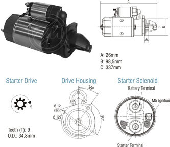 Motor de Partida ZM 80.102.04 ZM 8010204