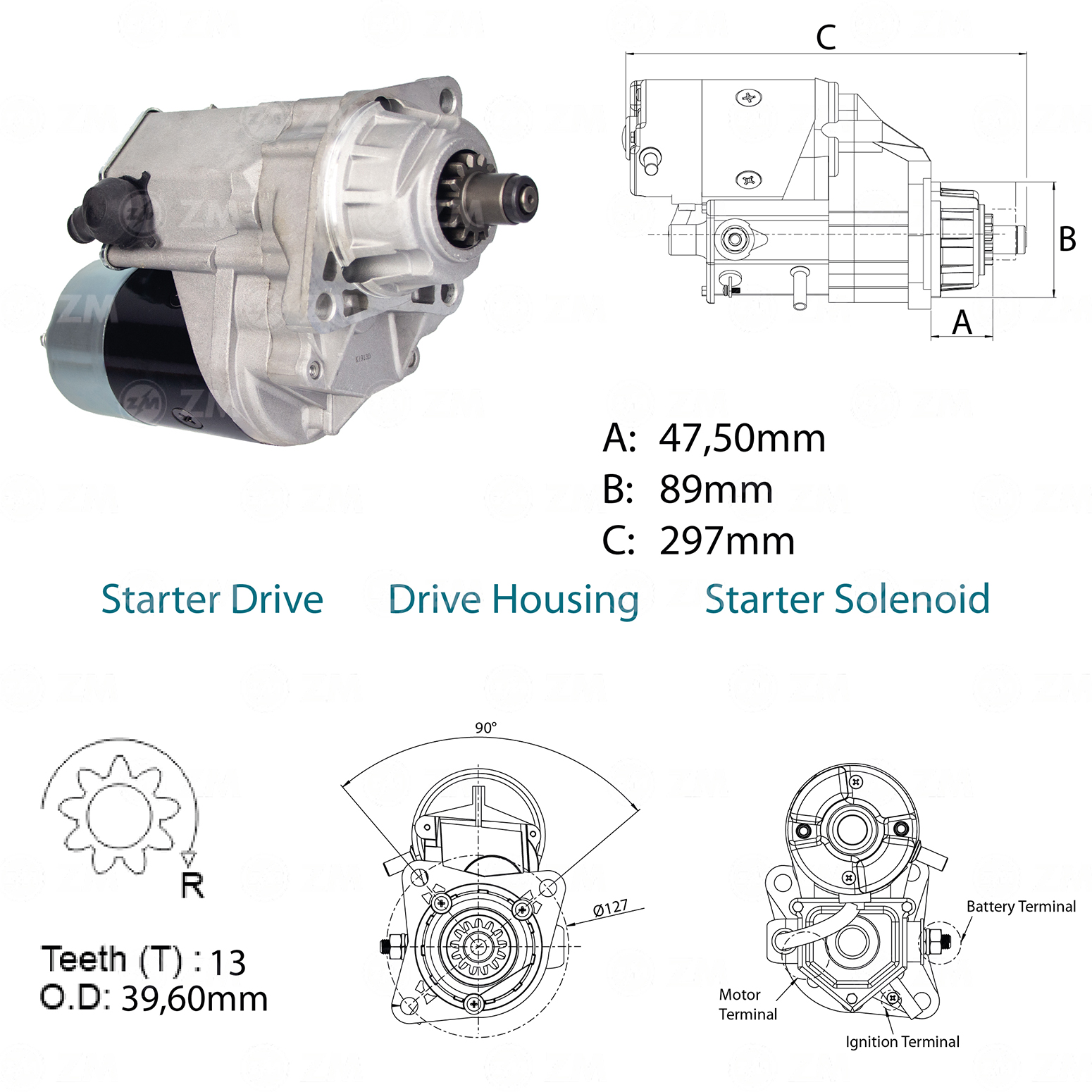 Motor de Partida ZM 80.140.07 ZM 8014007