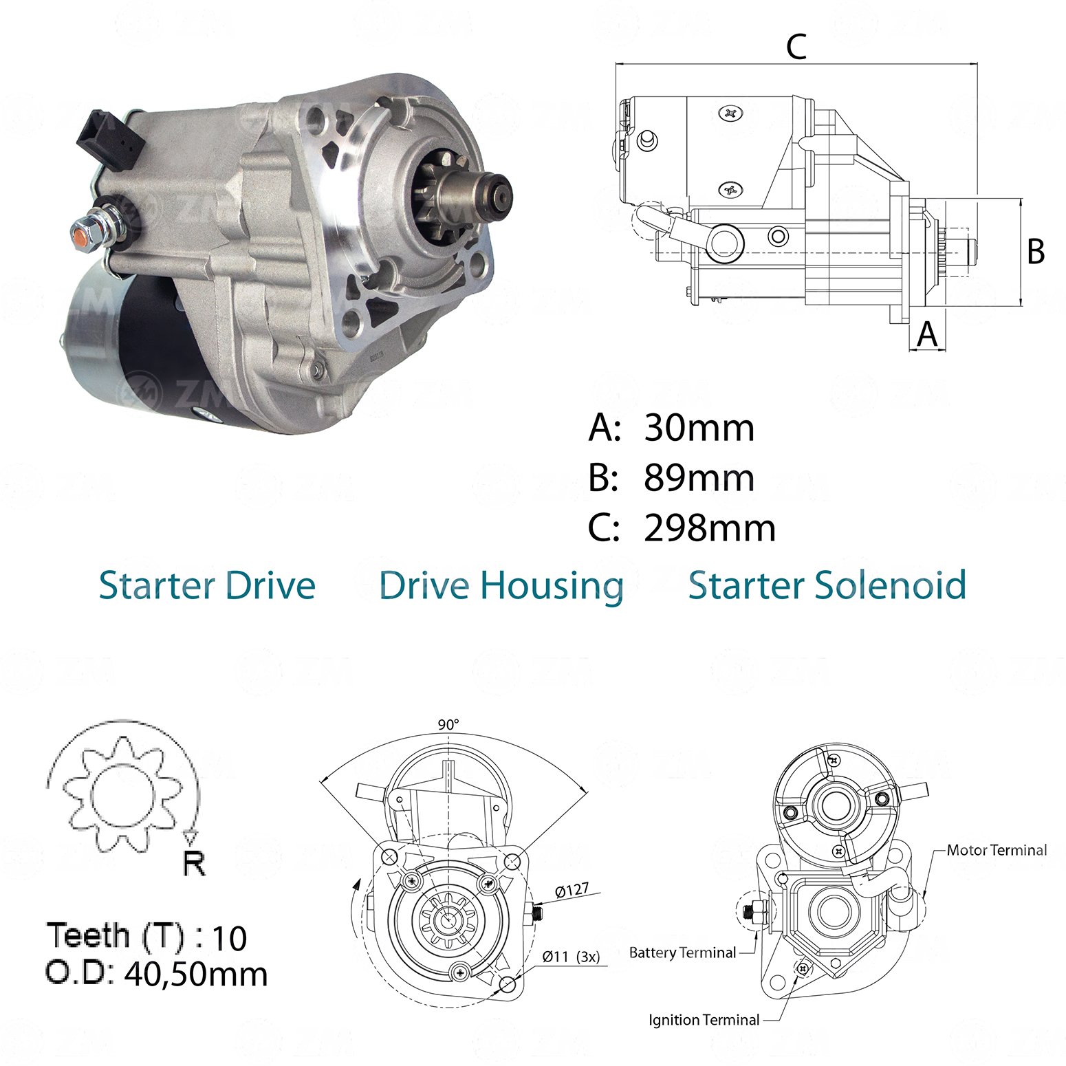 Motor de Partida ZM 80.140.08 ZM 8014008