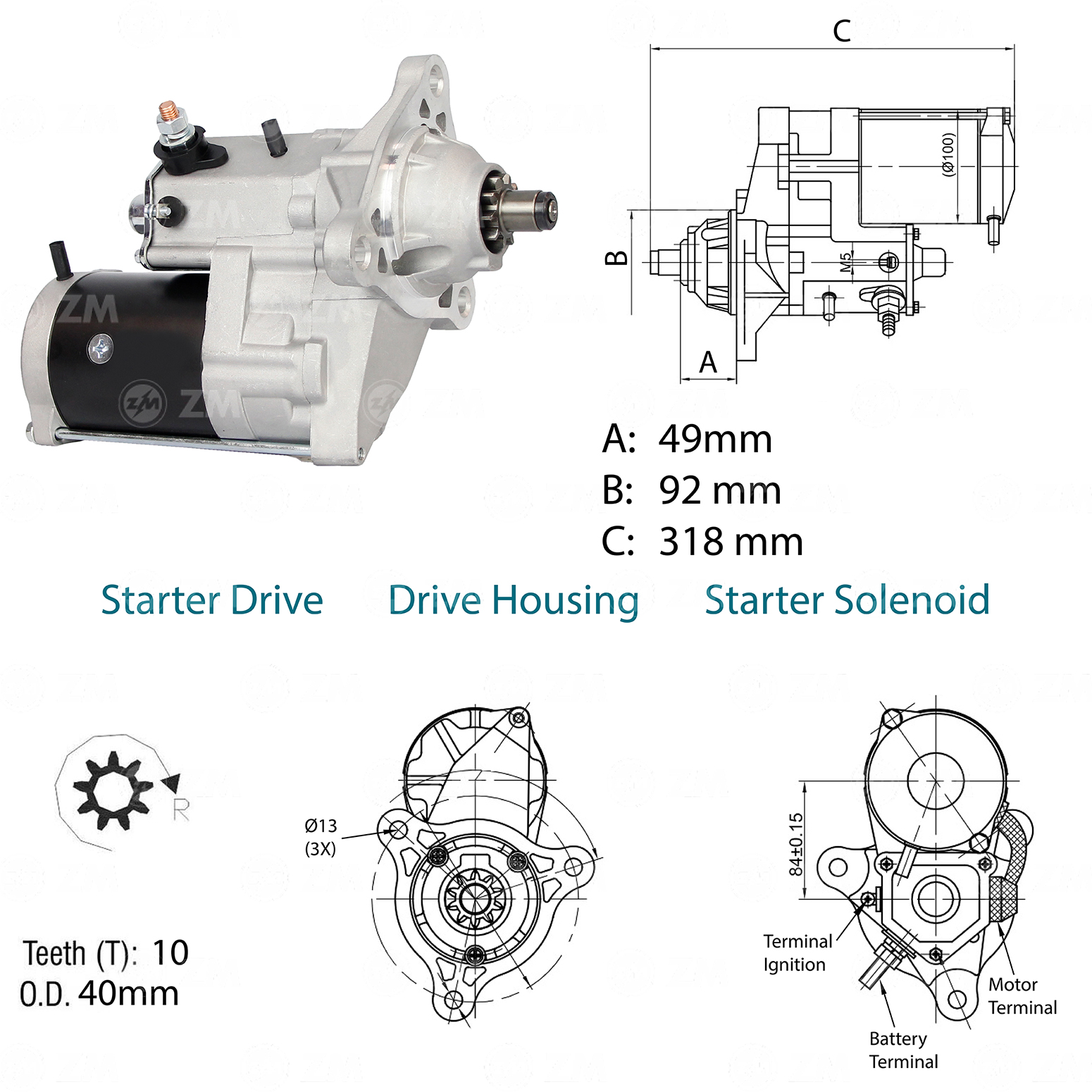 Motor de Partida ZM 80.141.07 ZM 8014107