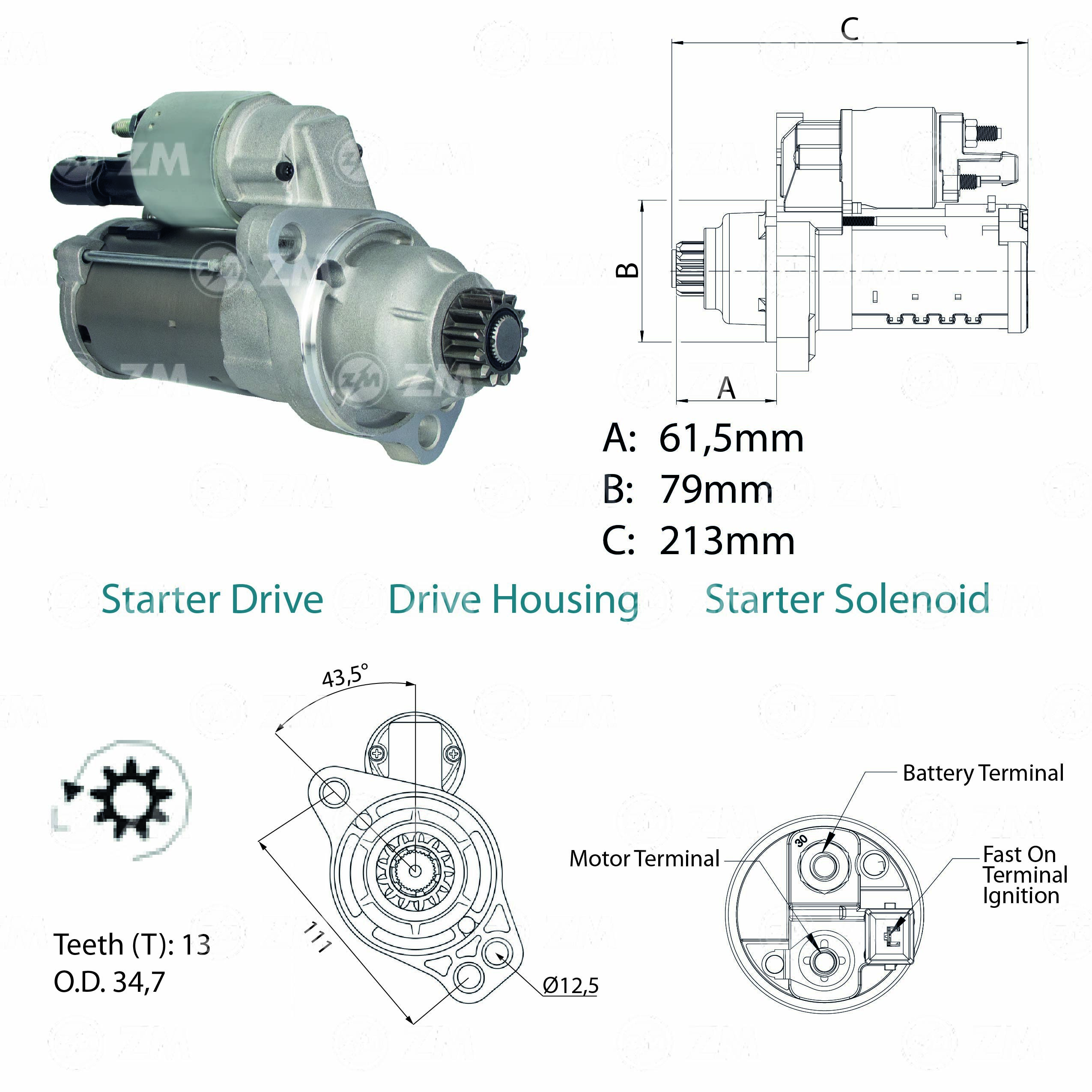 Motor de Partida ZM 80.213.01 ZM 8021301