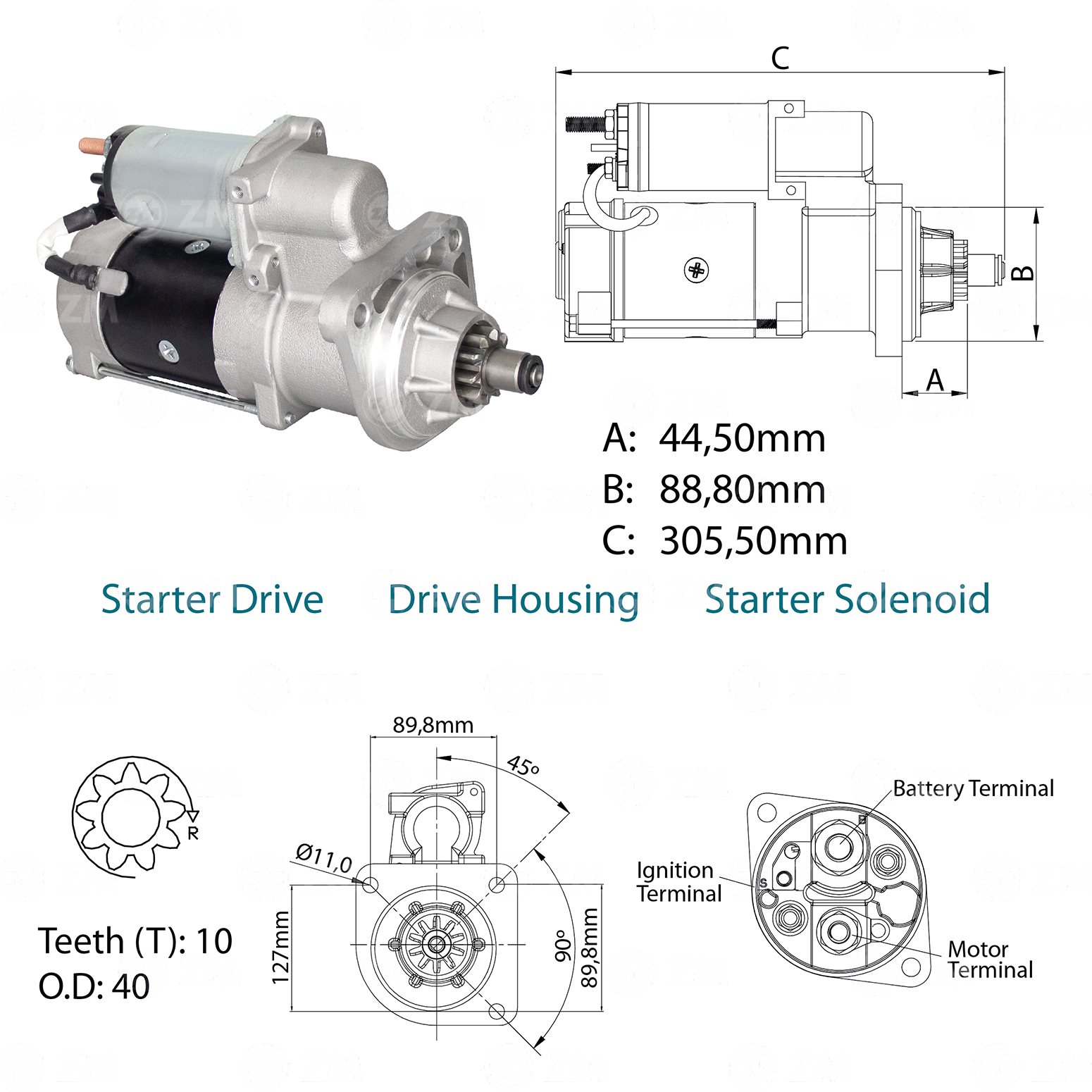 Motor de Partida ZM 80.291.09 ZM 8029109