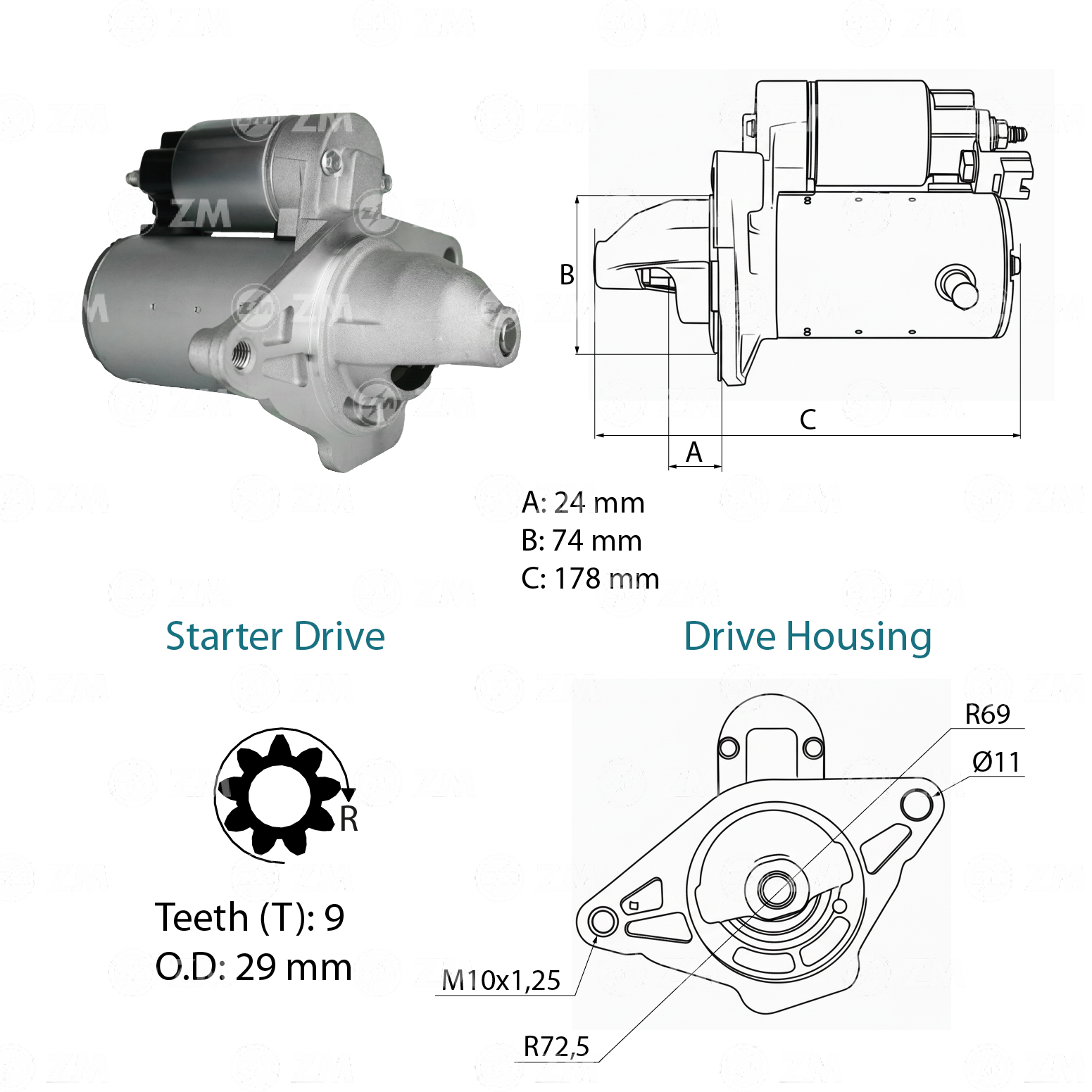 Motor de Partida ZM 80.665.01 ZM 8066501