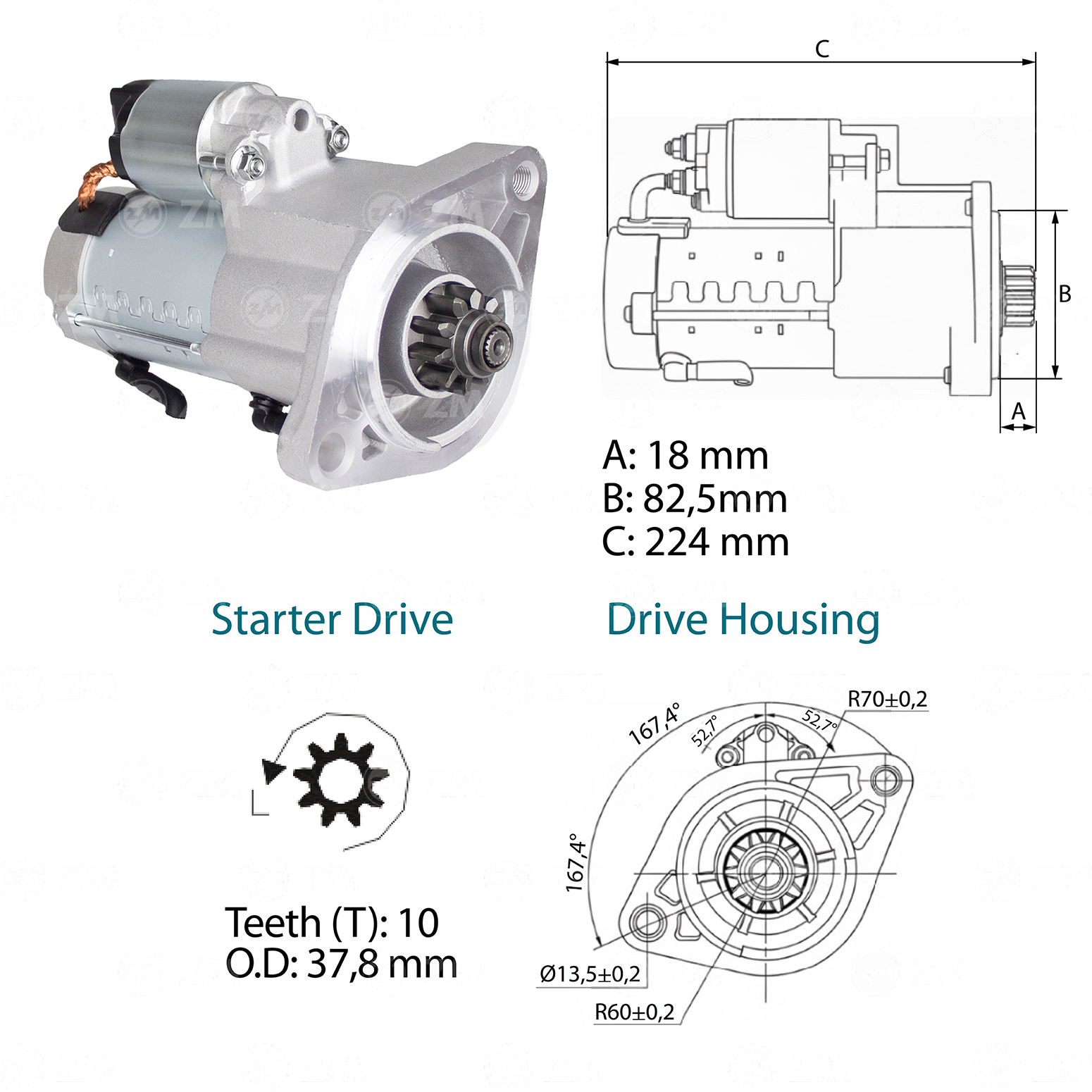 Motor de Partida ZM 80.708.01 ZM 8070801