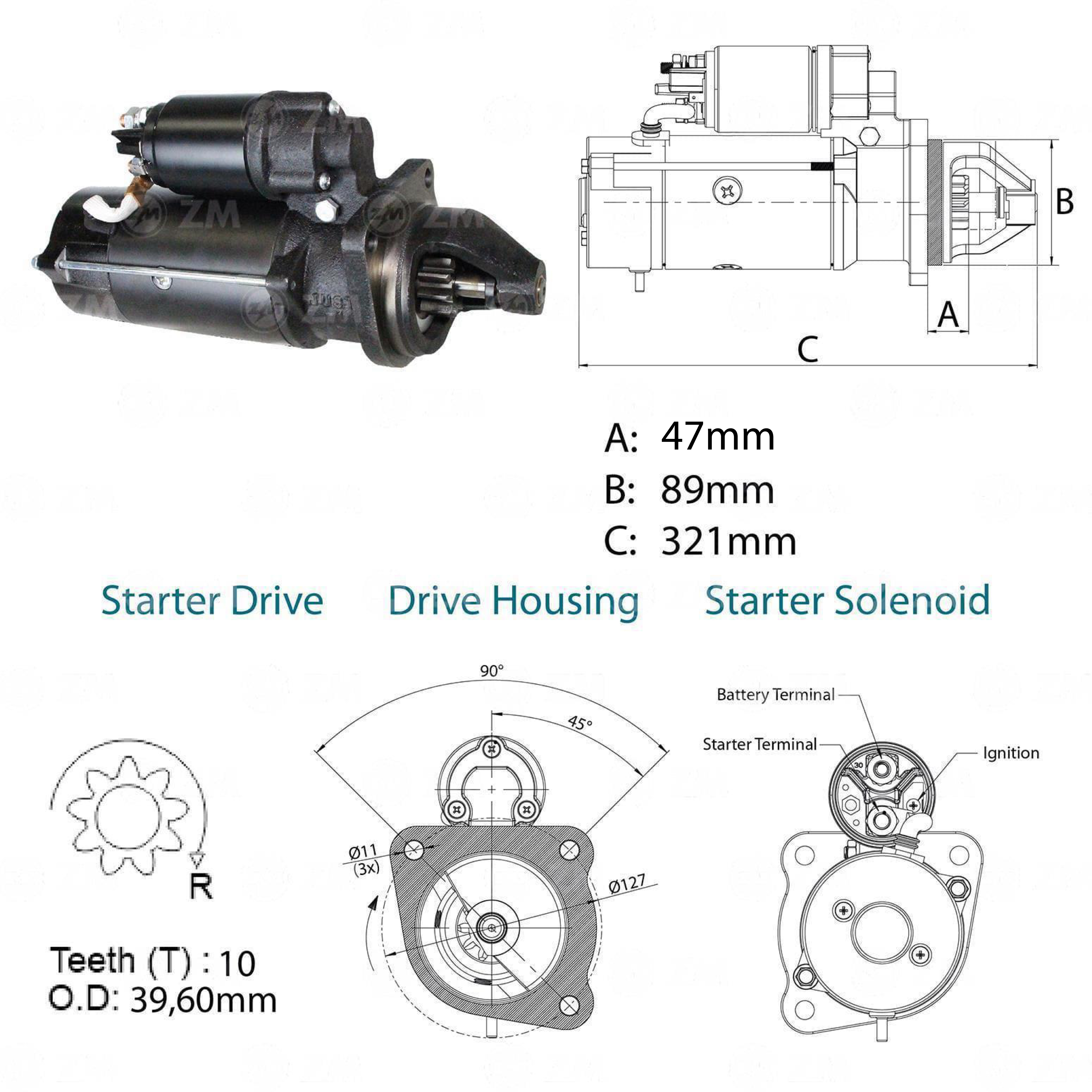 Motor de Partida ZM 80.825.05 ZM 8082505