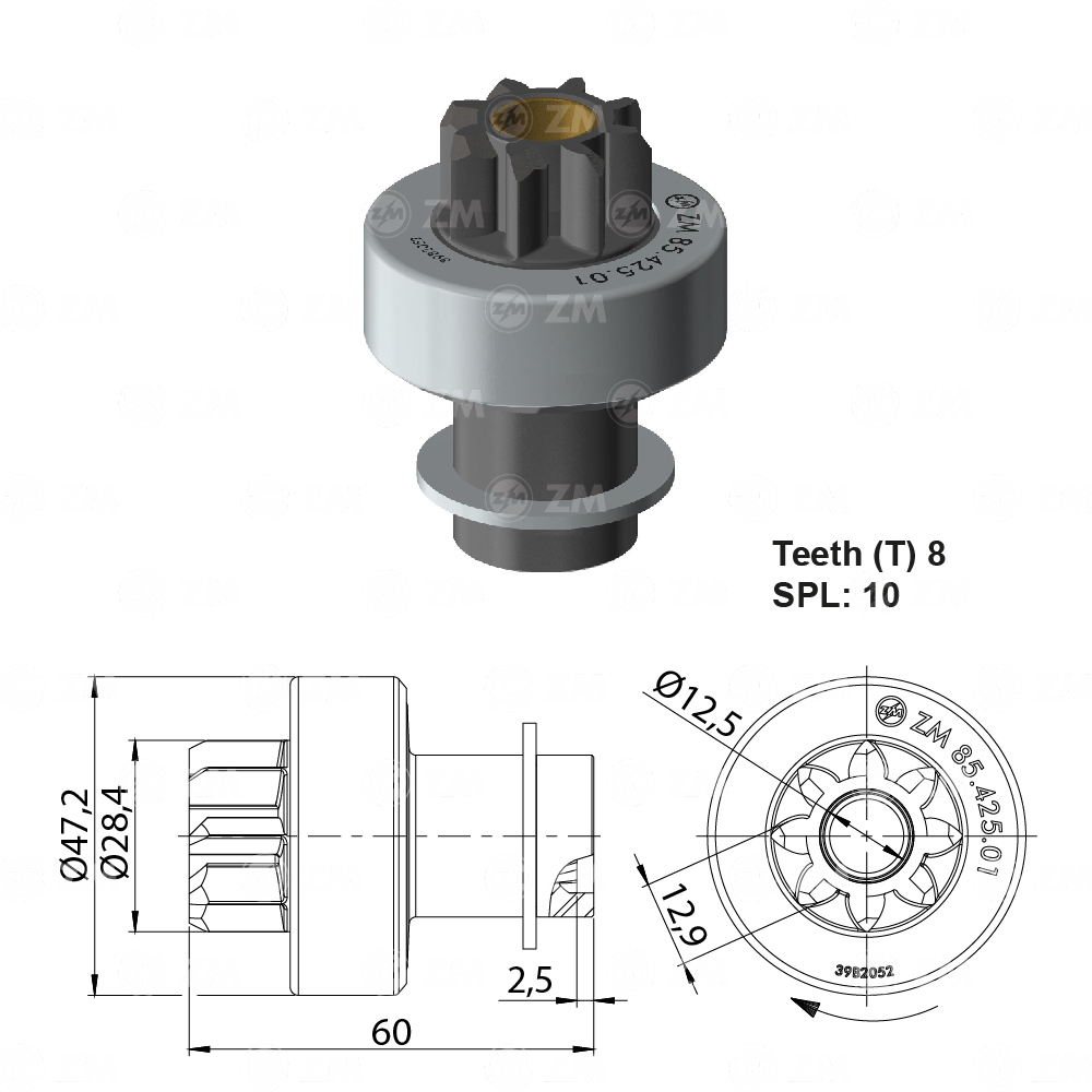 Impulsor de Partida ZM 85.425.01 ZM 8542501